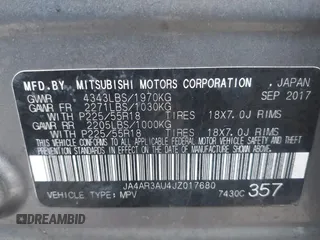 2018 Mitsubishi Outlander Sport ES 2.0 with VIN JA4AR3AU4JZ017680, listed as a IAAI auction lot 41652611 with 116,677 mi miles. Bid and sale history available at carsss.com. Image 9.