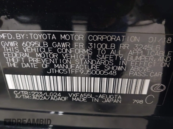 2018 Lexus LS 500 z VIN JTHC51FF9J5000548, wystawiony jako IAAI lot #41784987 z przebiegiem 29 067 mil mil oraz . Historia ofert i sprzedaży dostępna na DreamBid. Obrazek 9.
