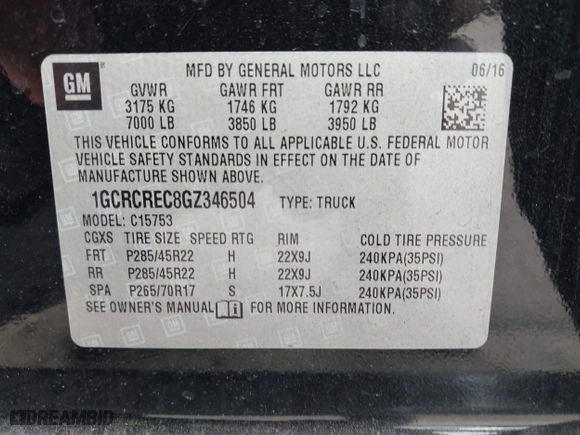2016 Chevrolet Silverado 1500 LT with VIN 1GCRCREC8GZ346504, listed as a IAAI auction lot 41908141 with 201,018 mi miles. Bid and sale history available at carsss.com. Image 9.