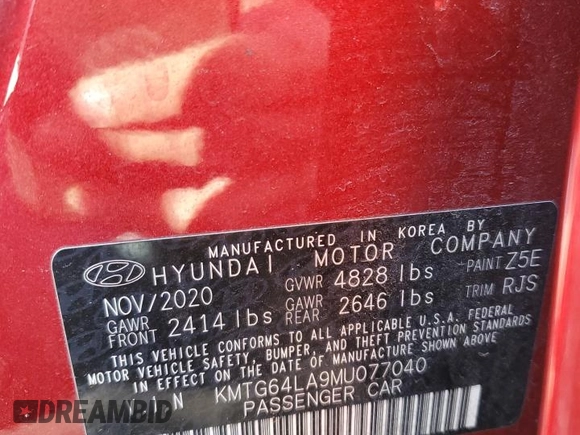 2021 Genesis G70 2.0T with VIN KMTG64LA9MU077040, listed as a Copart auction lot 88766635 with 31,718 mi miles and Salvage title. Bid and sale history available at DreamBid. Image 13.