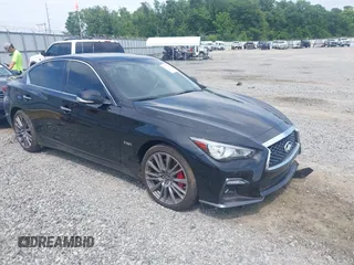 2018 Infiniti Q50 Red Sport 400 with VIN JN1FV7AR2JM481061, listed as a IAAI auction lot 42362510 with 70,028 mi miles and . Bid and sale history available at DreamBid. Image 1.