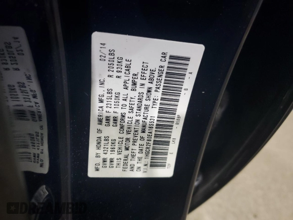 2014 Honda Accord Sedan EX-L with VIN 1HGCR2F80EA165531, listed as a Copart auction lot 47228985 with 132,073 mi miles and Salvage Title. Bid and sale history available at carsss.com. Image 14.