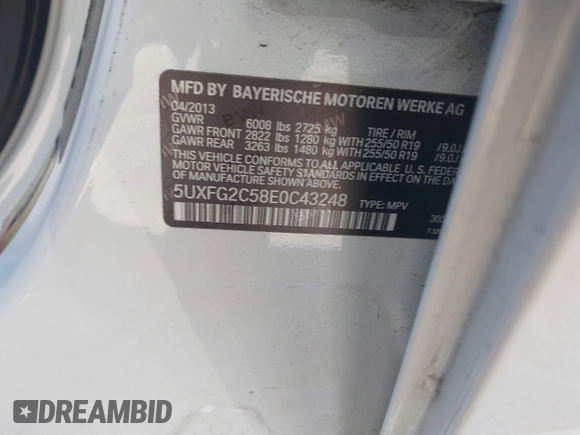 2014 BMW X6 xDrive35i with VIN 5UXFG2C58E0C43248, listed as a IAAI auction lot 41278076 with 155,769 mi miles. Bid and sale history available at carsss.com. Image 9.