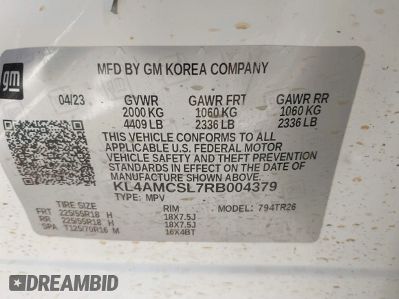 2024 Buick Encore GX Preferred with VIN KL4AMCSL7RB004379, listed as a IAAI auction lot 41510337 with Not provided miles and . Bid and sale history available at DreamBid. Image 9.
