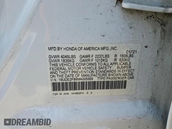 2021 Acura ILX w/Premium/A-SPEC Package with VIN 19UDE2F86MA005569, listed as a Copart auction lot 48522505 with 80,198 mi miles and Salvage Title. Bid and sale history available at carsss.com. Image 12.