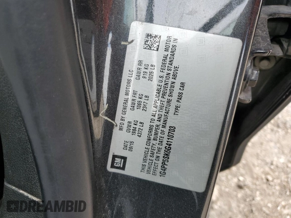 2016 Buick Verano with VIN 1G4PP5SK6G4110703, listed as a Copart auction lot 47096225 with 130,994 mi miles and Salvage Title. Bid and sale history available at DreamBid. Image 12.