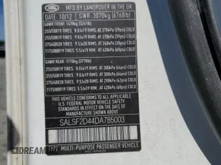 2013 Land Rover Range Rover Sport HSE z VIN SALSF2D44DA785003, wystawiony jako Copart lot #56012075 z przebiegiem Nie podano mil oraz Szkoda całkowita • Salvage title. Historia ofert i sprzedaży dostępna na DreamBid. Obrazek 13.