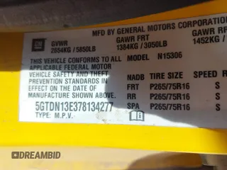 2007 Hummer H3 SUV with VIN 5GTDN13E378134277, listed as a IAAI auction lot 42008073 with 135,533 mi miles. Bid and sale history available at carsss.com. Image 8.
