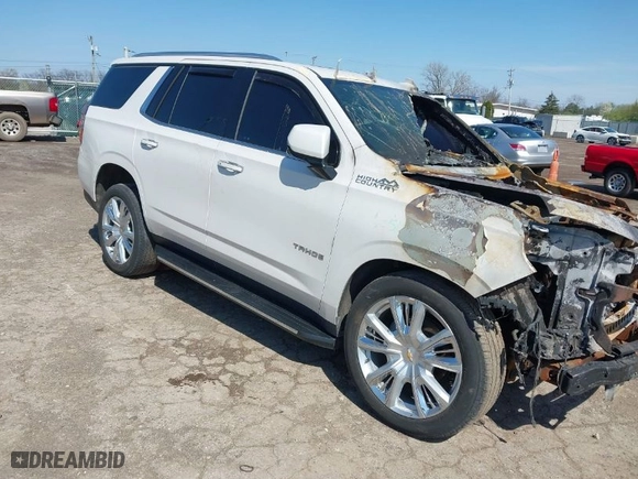 2023 Chevrolet Tahoe High Country with VIN 1GNSKTKL8PR107273, listed as a IAAI auction lot 39659700 with 31,085 mi miles. Bid and sale history available at carsss.com. Image 1.