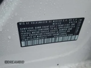 2016 Volkswagen Jetta Sport с VIN 3VWD17AJ0GM376913, выставлен на аукционе Copart как лот 62678685 с пробегом 73 532 миль миль и Списание • Salvage title. История ставок и продаж доступна на DreamBid. Изображение 12.