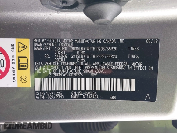 2018 Lexus RX with VIN 2T2BGMCA9JC026275, listed as a IAAI auction lot 41730653 with 101,741 mi miles. Bid and sale history available at carsss.com. Image 9.