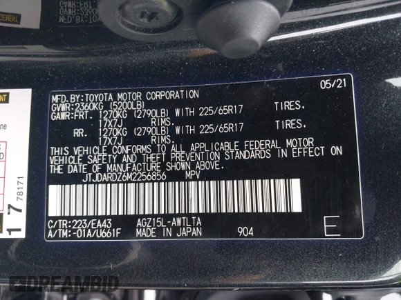 2021 Lexus NX 300 with VIN JTJDARDZ6M2256856, listed as a IAAI auction lot 42519266 with 18,811 mi miles and . Bid and sale history available at DreamBid. Image 9.