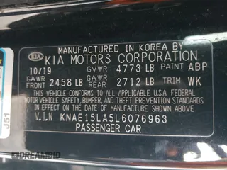 2020 Kia Stinger GT-Line with VIN KNAE15LA5L6076963, listed as a Copart auction lot 79662304 with Not Provided miles and Non Repairable. Bid and sale history available at DreamBid. Image 12.