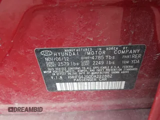 2013 Hyundai Azera with VIN KMHFG4JG0DA222882, listed as a IAAI auction lot 41869825 with 170,566 mi miles and . Bid and sale history available at DreamBid. Image 9.