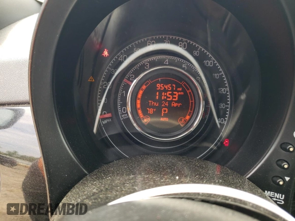 2013 FIAT 500 Sport with VIN 3C3CFFBR1DT544580, listed as a Copart auction lot 54379225 with 95,457 mi miles and Salvage Title. Bid and sale history available at carsss.com. Image 9.