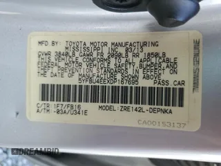 2013 Toyota Corolla L with VIN 5YFBU4EEXDP167695, listed as a Copart auction lot 52051685 with 192,427 mi miles and Salvage Title. Bid and sale history available at carsss.com. Image 15.