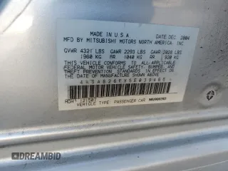 2005 Mitsubishi Galant DE with VIN 4A3AB26FX5E039465, listed as a Copart auction lot 86532374 with 196,698 mi miles and Salvage Title. Bid and sale history available at carsss.com. Image 14.
