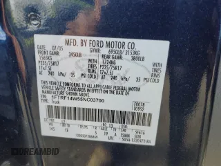 2005 Ford F-150 XL with VIN 1FTRF14W55NC03700, listed as a Copart auction lot 46025055 with 58,954 mi miles and Salvage Title. Bid and sale history available at carsss.com. Image 12.