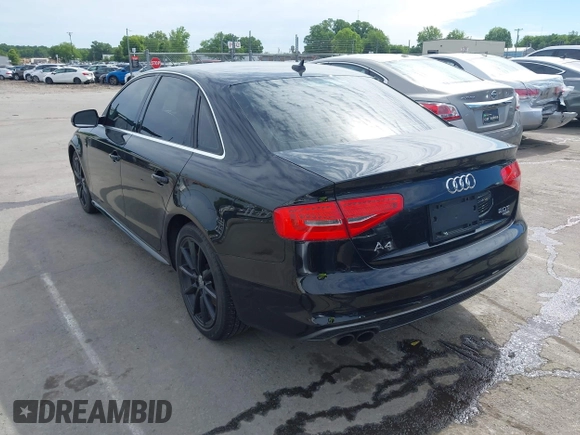 2014 Audi A4 Premium Plus with VIN WAUHFAFL8EN015507, listed as a IAAI auction lot 42332397 with 100,838 mi miles and . Bid and sale history available at DreamBid. Image 3.