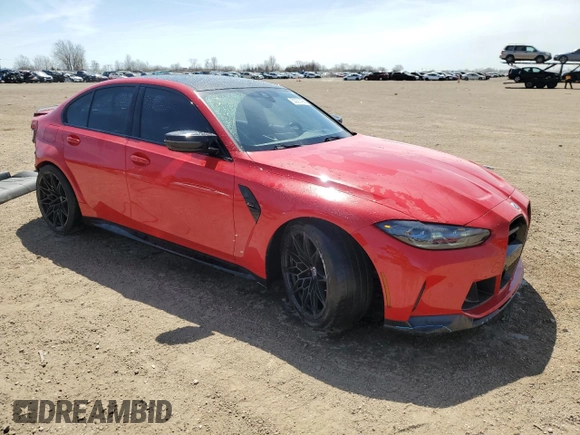 2023 BMW M3 Competition xDrive with VIN WBS43AY03PFN58833, listed as a Copart auction lot 53301495 with 32,032 mi miles and Salvage title. Bid and sale history available at DreamBid. Image 4.