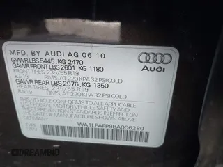 2011 Audi Q5 Premium Plus with VIN WA1LFAFP9BA006280, listed as a IAAI auction lot 41987567 with 136,184 mi miles and . Bid and sale history available at DreamBid. Image 9.