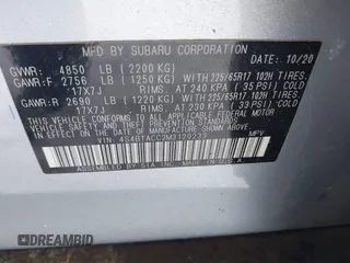 2021 Subaru Outback Premium with VIN 4S4BTACC2M3120233, listed as a IAAI auction lot 41323050 with Not Provided miles and . Bid and sale history available at DreamBid. Image 9.