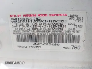 2014 Mitsubishi Outlander SE z VIN JA4AZ3A3XEZ012593, wystawiony jako IAAI lot #41750923 z przebiegiem 187 182 mil mil oraz . Historia ofert i sprzedaży dostępna na DreamBid. Obrazek 9.