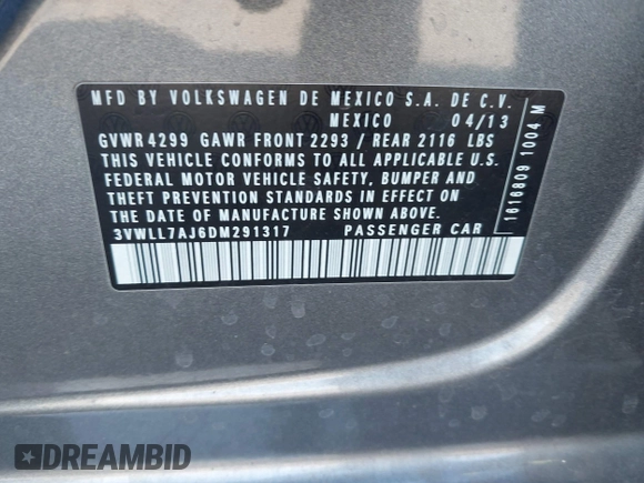 2013 Volkswagen Jetta TDI w/Premium z VIN 3VWLL7AJ6DM291317, wystawiony jako IAAI lot #42091621 z przebiegiem 169 448 mil mil oraz . Historia ofert i sprzedaży dostępna na DreamBid. Obrazek 9.