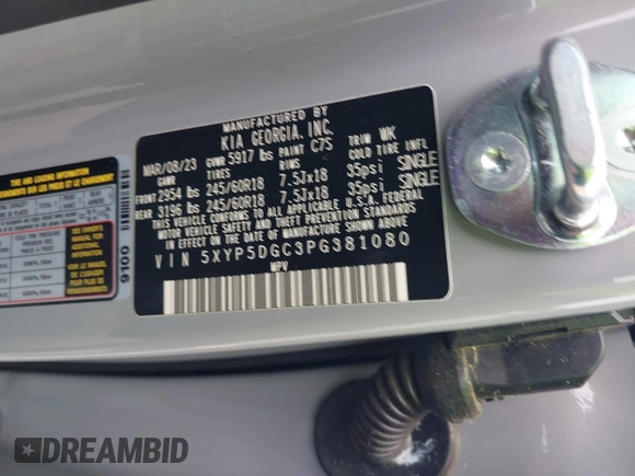 2023 Kia Telluride SX с VIN 5XYP5DGC3PG381080, выставлен на аукционе IAAI как лот 42323701 с пробегом 26 500 миль миль и . История ставок и продаж доступна на DreamBid. Изображение 9.