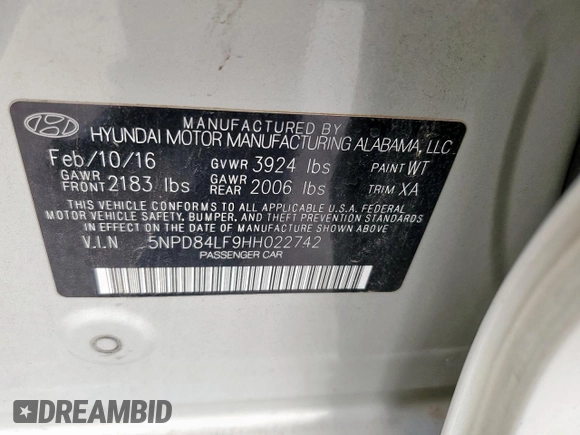 2017 Hyundai Elantra SE z VIN 5NPD84LF9HH022742, wystawiony jako Copart lot #58132135 z przebiegiem 89 798 mil mil oraz Szkoda całkowita • Salvage title. Historia ofert i sprzedaży dostępna na DreamBid. Obrazek 13.