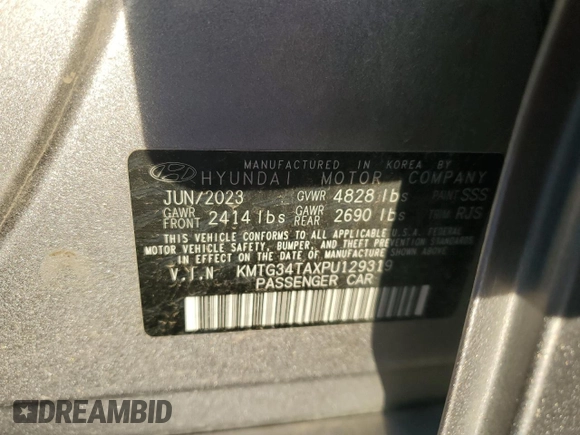 2023 Genesis G70 2.0T with VIN KMTG34TAXPU129319, listed as a Copart auction lot 73239224 with 18,785 mi miles and Non Repairable. Bid and sale history available at DreamBid. Image 12.