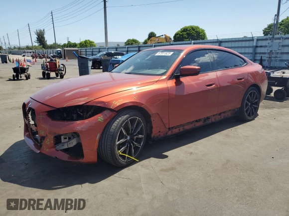 2022 BMW 4 Series 430i with VIN WBA63AV06NFM11260, listed as a Copart auction lot 57551825 with 52,969 mi miles and Salvage title. Bid and sale history available at DreamBid. Image 1.