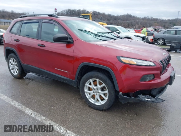2016 Jeep Cherokee Sport with VIN 1C4PJMAB8GW120767, listed as a IAAI auction lot 41466290 with 1 mi miles. Bid and sale history available at carsss.com. Image 1.