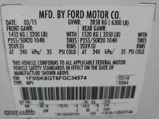 2015 Ford Explorer Sport with VIN 1FM5K8GT8FGC34574, listed as a Copart auction lot 47862235 with 186,015 mi miles and Salvage Title. Bid and sale history available at carsss.com. Image 14.