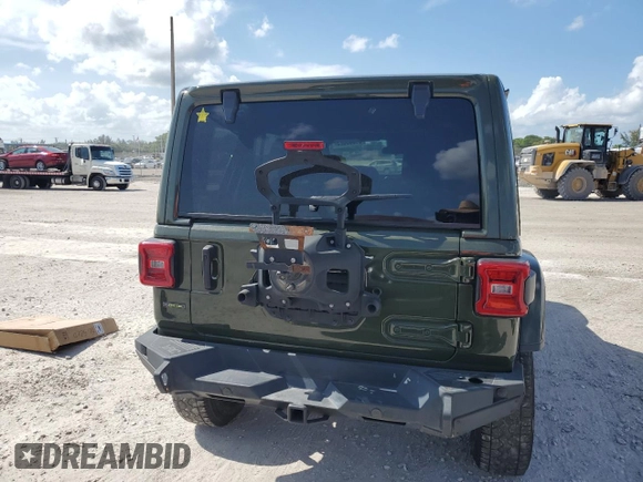2021 Jeep Wrangler Unlimited Sahara Altitude with VIN 1C4HJXEM9MW596278, listed as a Copart auction lot 61005625 with 47,033 mi miles and Salvage title. Bid and sale history available at DreamBid. Image 6.