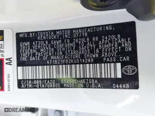 2019 Toyota Avalon XLE with VIN 4T1BZ1FB2KU014289, listed as a IAAI auction lot 41905789 with 121,906 mi miles. Bid and sale history available at carsss.com. Image 9.