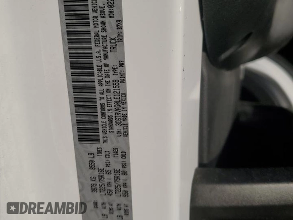 2020 Ram ProMaster Cargo with VIN 3C6TRVAG0LE121559, listed as a Copart auction lot 75830994 with 77,775 mi miles and Salvage Title. Bid and sale history available at DreamBid. Image 12.