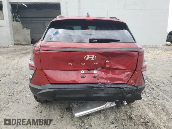 2025 Hyundai Kona SEL with VIN KM8HBCAB9SU286100, listed as a Copart auction lot 52828215 with 298 mi miles and Salvage Title. Bid and sale history available at carsss.com. Image 6.