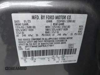 2023 Ford Maverick XL z VIN 3FTTW8E36PRA17991, wystawiony jako IAAI lot #42185335 z przebiegiem 25 479 mil mil oraz . Historia ofert i sprzedaży dostępna na DreamBid. Obrazek 9.