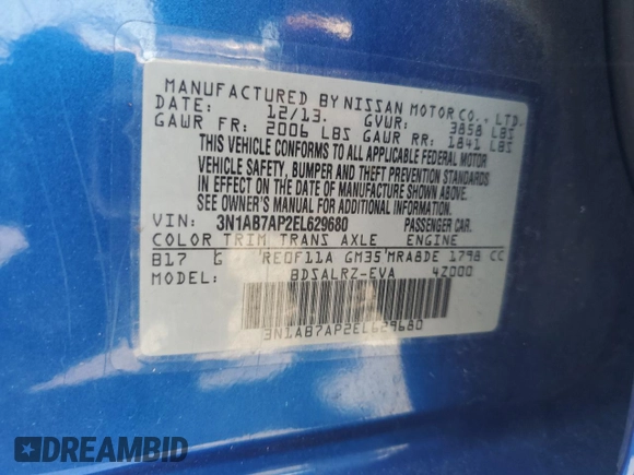 2014 Nissan Sentra SR z VIN 3N1AB7AP2EL629680, wystawiony jako Copart lot #59732885 z przebiegiem 214 042 mil mil oraz Szkoda całkowita • Salvage title. Historia ofert i sprzedaży dostępna na DreamBid. Obrazek 12.