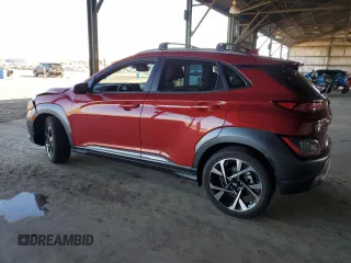 2022 Hyundai Kona Limited with VIN KM8K53A35NU801328, listed as a Copart auction lot 80378344 with 18,600 mi miles and Salvage Title. Bid and sale history available at carsss.com. Image 2.