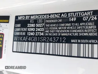 2025 Mercedes-Benz C 300 with VIN W1KAF4GB1SR243712, listed as a IAAI auction lot 41531516 with 4,506 mi miles and . Bid and sale history available at DreamBid. Image 9.