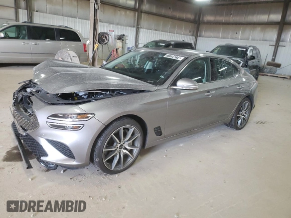 2025 Genesis G70 2.5T with VIN KMTG34SC7SU148485, listed as a Copart auction lot 77734274 with 7,042 mi miles and Clean Title. Bid and sale history available at carsss.com. Image 1.