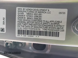 2023 Honda Accord Sedan LX with VIN 1HGCY1F2XPA030150, listed as a IAAI auction lot 41751583 with 20,169 mi miles. Bid and sale history available at carsss.com. Image 9.
