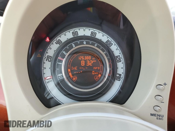 2012 FIAT 500 Pop with VIN 3C3CFFDR1CT347856, listed as a Copart auction lot 61759385 with 126,388 mi miles and Salvage title. Bid and sale history available at DreamBid. Image 9.