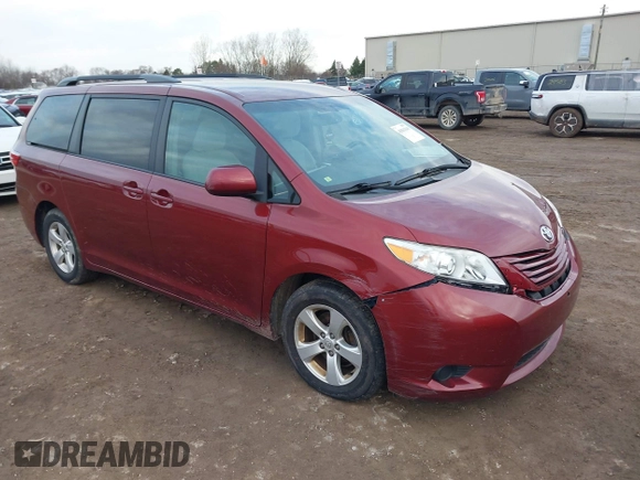2016 Toyota Sienna LE AAS with VIN 5TDKK3DC0GS751907, listed as a IAAI auction lot 41831340 with 100,610 mi miles. Bid and sale history available at carsss.com. Image 1.