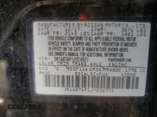2018 Nissan Sentra S with VIN 3N1AB7AP1JY216971, listed as a Copart auction lot 53024055 with 75,950 mi miles and Salvage Title. Bid and sale history available at DreamBid. Image 12.