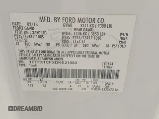 2013 Ford F-150 XL with VIN 1FTFX1CFXDKE21083, listed as a IAAI auction lot 41395847 with 245,661 mi miles. Bid and sale history available at carsss.com. Image 9.