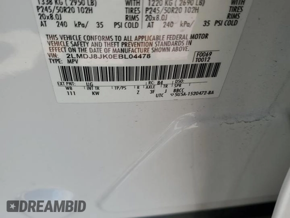 2014 Lincoln MKX with VIN 2LMDJ8JK0EBL04478, listed as a Copart auction lot 53629895 with 191,542 mi miles and Salvage Title. Bid and sale history available at carsss.com. Image 13.