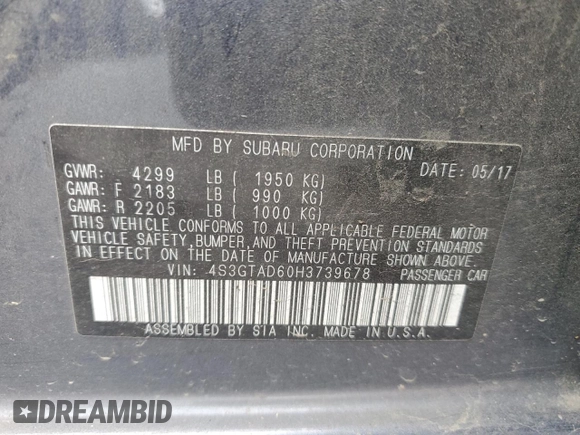 2017 Subaru Impreza Premium with VIN 4S3GTAD60H3739678, listed as a Copart auction lot 51937815 with 72,504 mi miles and Salvage title. Bid and sale history available at DreamBid. Image 13.